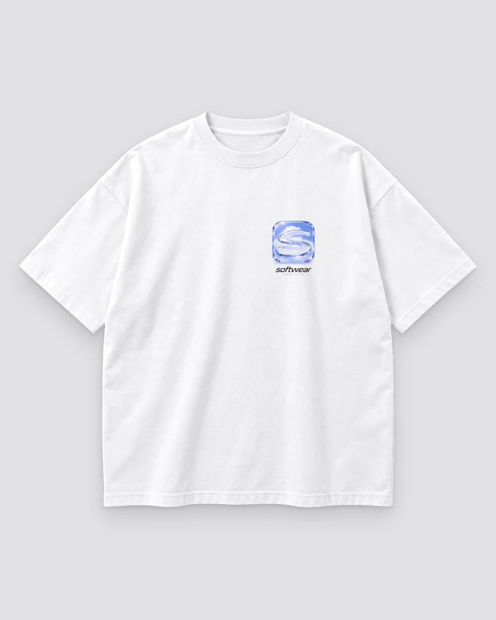 App Icon Tee print mockup in cloud white