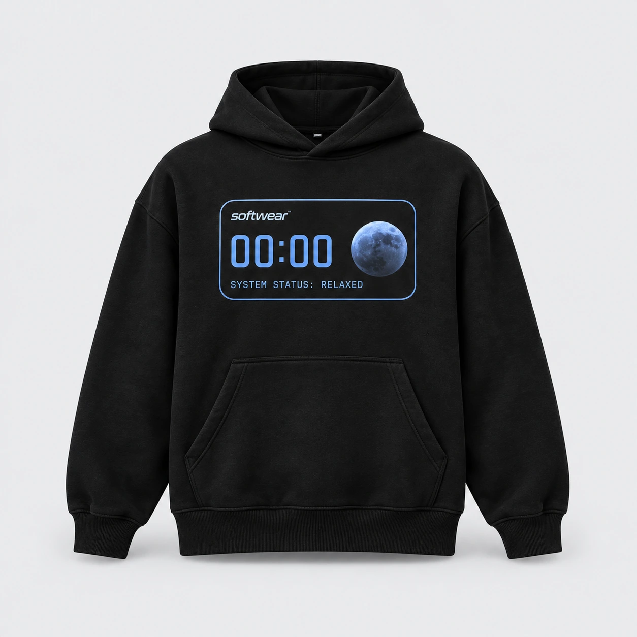 Sleep Mode Hoodie print mockup in washed black